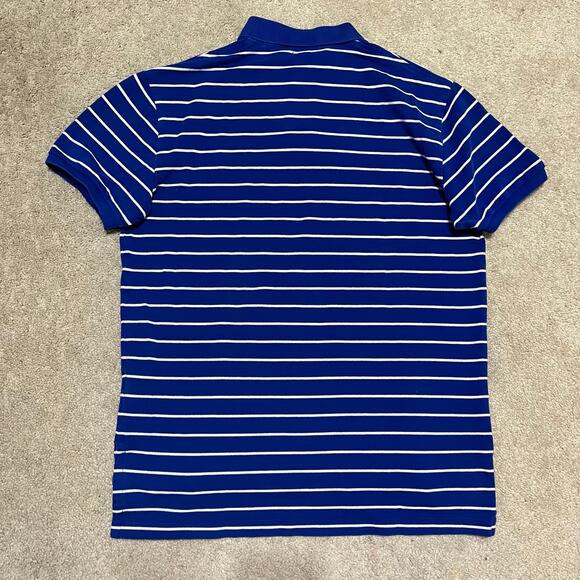 Polo Ralph Lauren Orange Pony Blue Striped Polo Shirt Medium - Picture 3 of 6